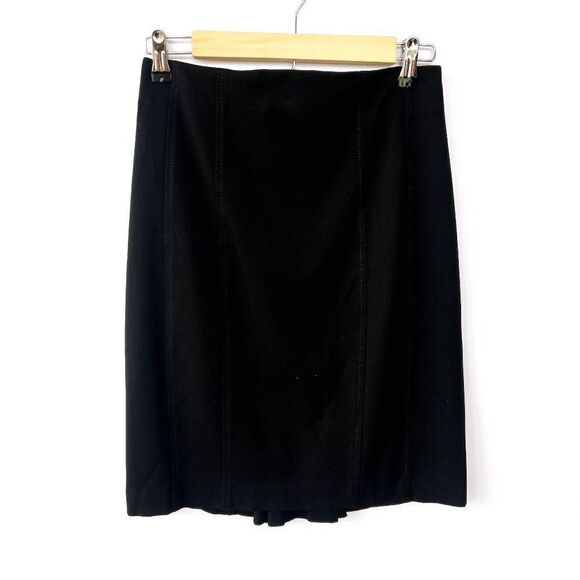 Express Black Pleated Accordion Detail Pencil Business Skirt Size 2 - Picture 1 of 8